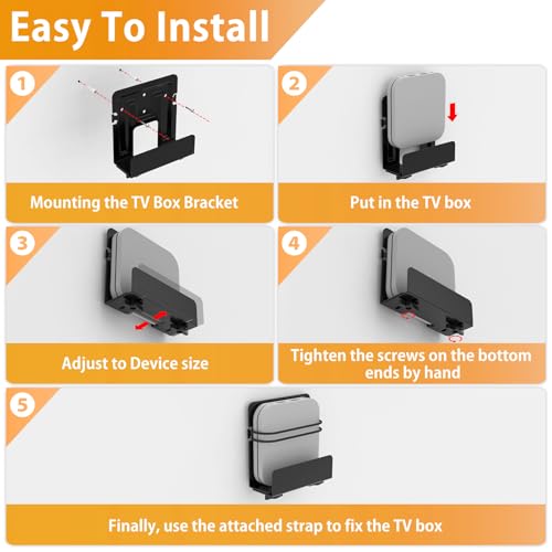 Cable Box Mount, Modem Mount, Adjustable Cable Box Wall Mount Bracket for Small and Wide Devices, Compatible with Media Players, Cable Boxes, Modems,