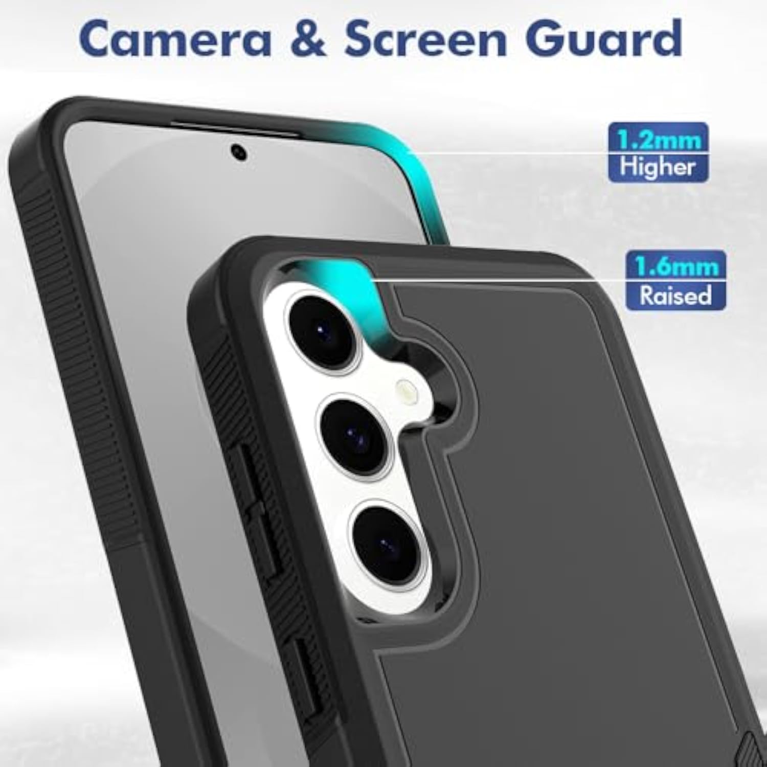 Samsung Galaxy S25 FE Heavy Duty Dual Layer Protective Case with HD Screen Protector - Military Grade Bumper for Samsung Galaxy S25 FE, Black