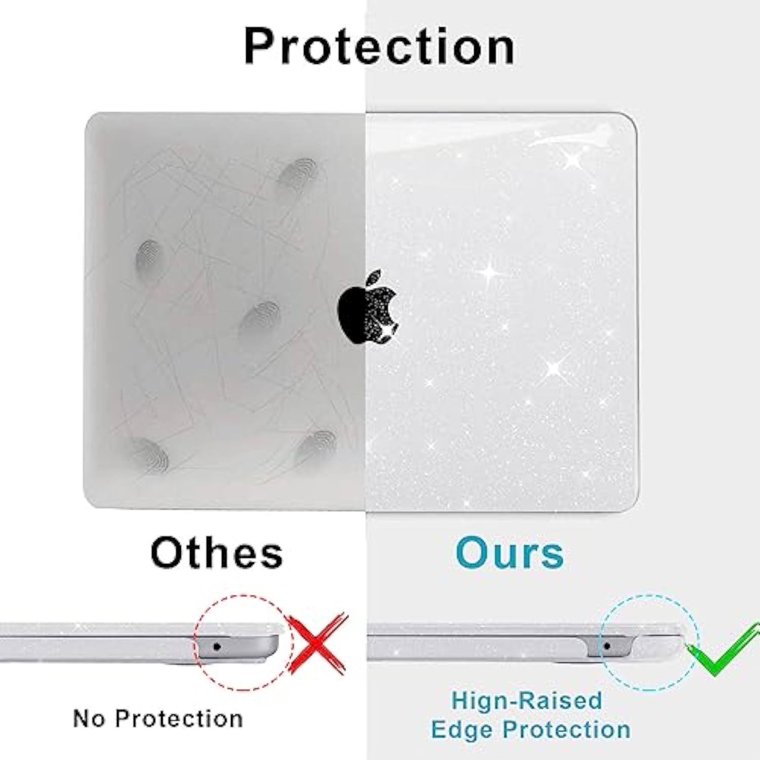 Compatible With New Macbook Air 15 Inch Case 2025 2024 2023 Macbook Air Case A3241 A3114 A2941 M4 M3 M2 With Touch Id, Glitter Clear Laptop Hard Shell + Keyboard Cover + Screen Protector