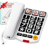 Extra-Loud (110Db) Landline Phone For Seniors & Hearing Impaired - Hearing Aid Compatible, Large Button Corded Phone With 3 Photo Speed Dial, Speakerphone,Easy For Alzheimers Visually Impaired - White