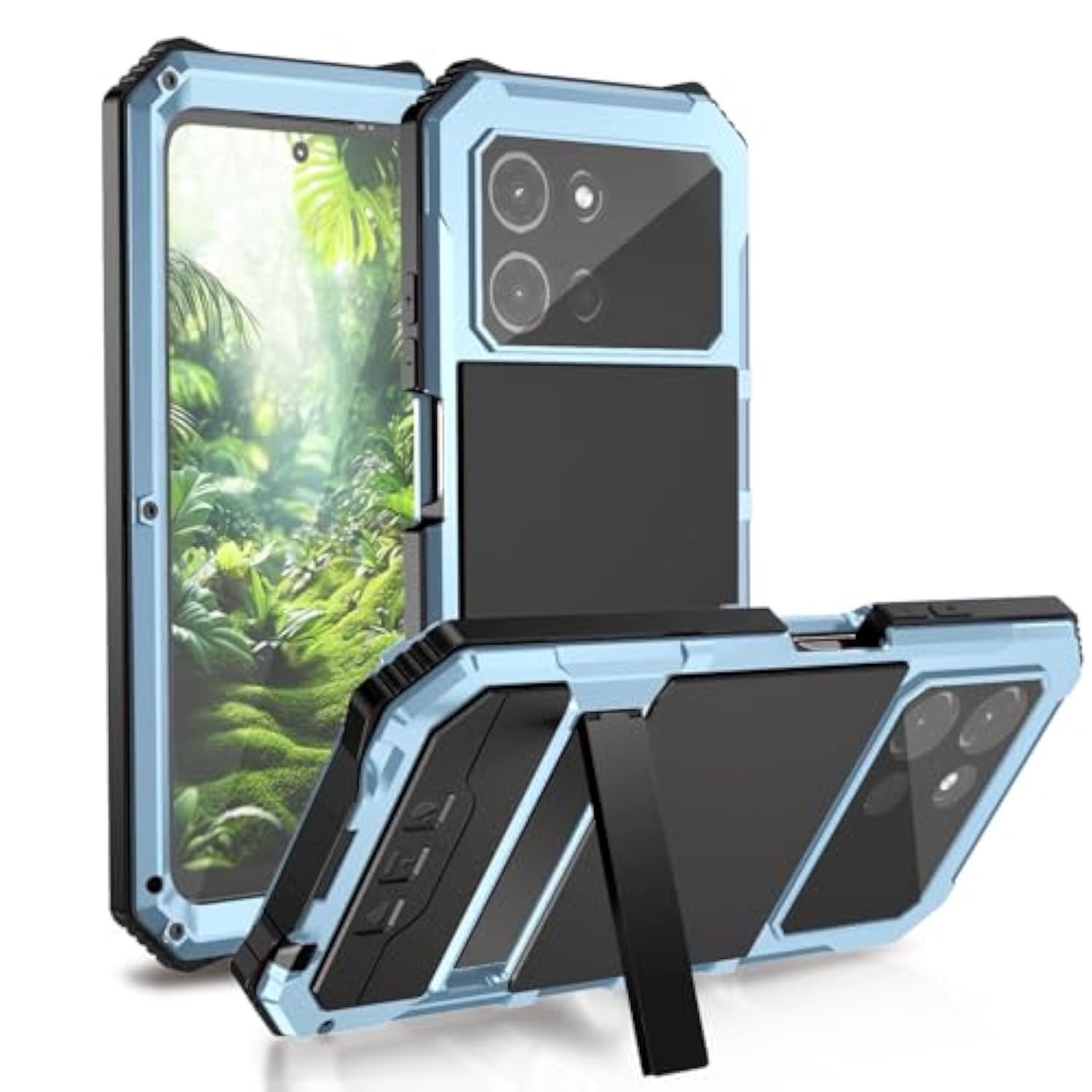 For Motorola Moto G 2025 Case 6.7'' Metal Heavy Duty Phone Case Para Built-In Screen Protection Full Body Protective Dust Proof Military - Grade Rugged (For Moto G 5G 2025 Xt2513) Light Blue