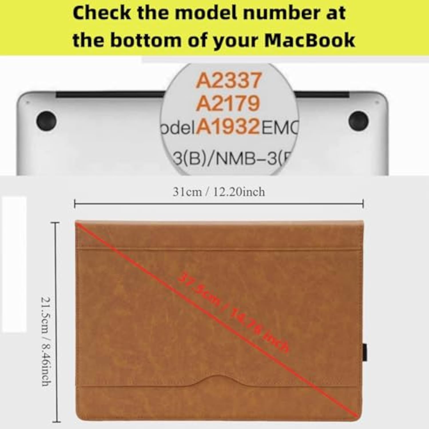 Tytx Compatible With Macbook Air 13 Inch Leather Case, For Model A2337 M1 A2179 A1932 2018-2021 Retina Display Touch Id, Pu Leather Laptop Case With Pocket For Papers And Pen Holder, Brown