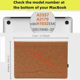 Tytx Compatible With Macbook Air 13 Inch Leather Case, For Model A2337 M1 A2179 A1932 2018-2021 Retina Display Touch Id, Pu Leather Laptop Case With Pocket For Papers And Pen Holder, Brown