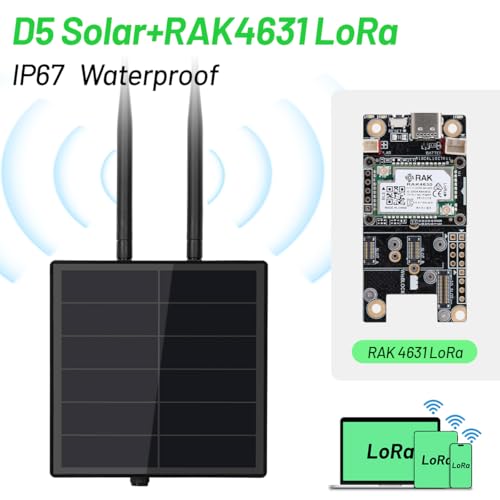 Keepteen D5L Mesh Solar Lora Repeater Built In Rakwireless 19007+4631 Lora Modules Board Compatible With Meshtastic Meshcore Node Devices,915Mhz Antenna Solarpanel Built In 5000Mah Battery Controller