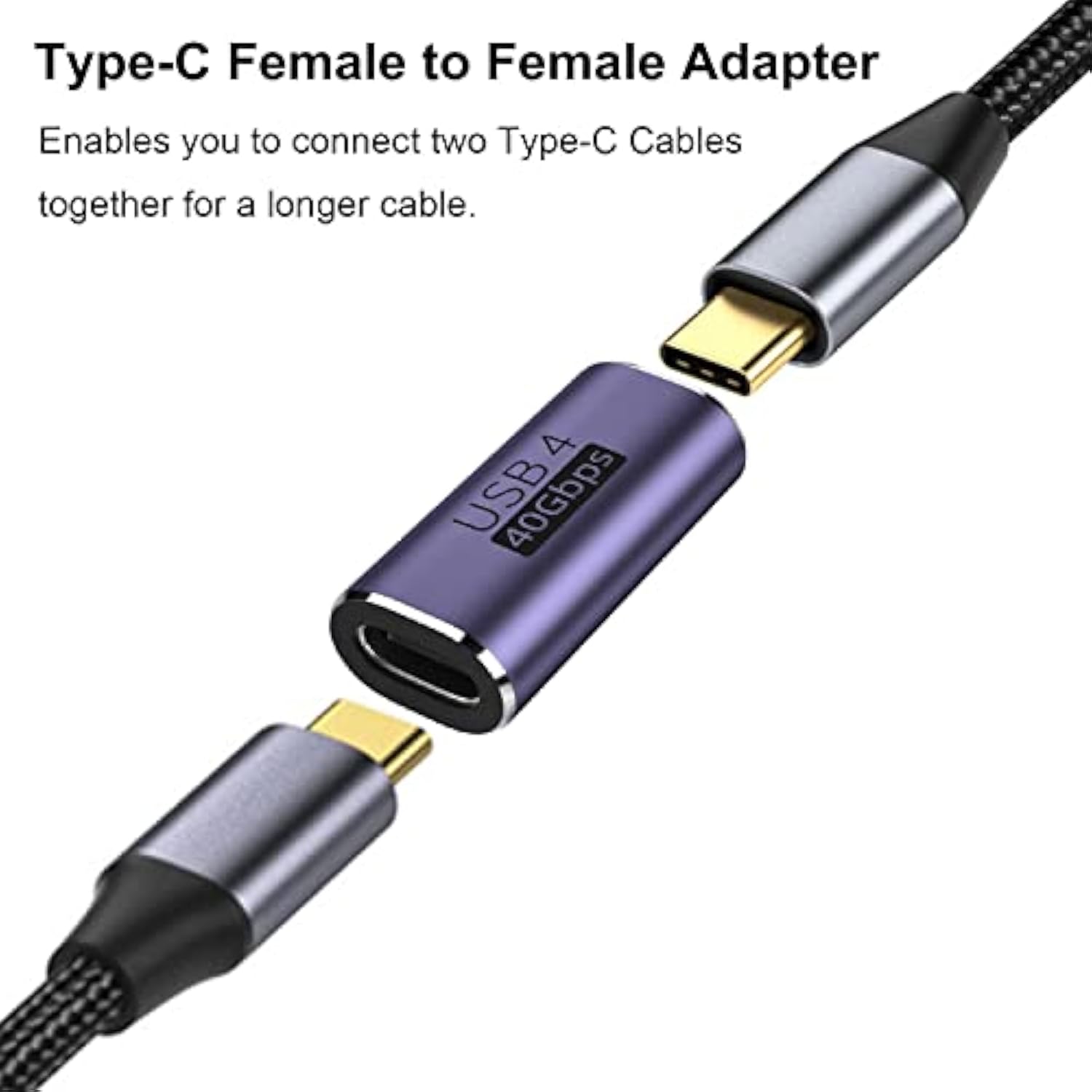 Usb C Coupler Adapter 40Gbps [2 Pack] Usb C Type C Angled Usb-C Female To Fema