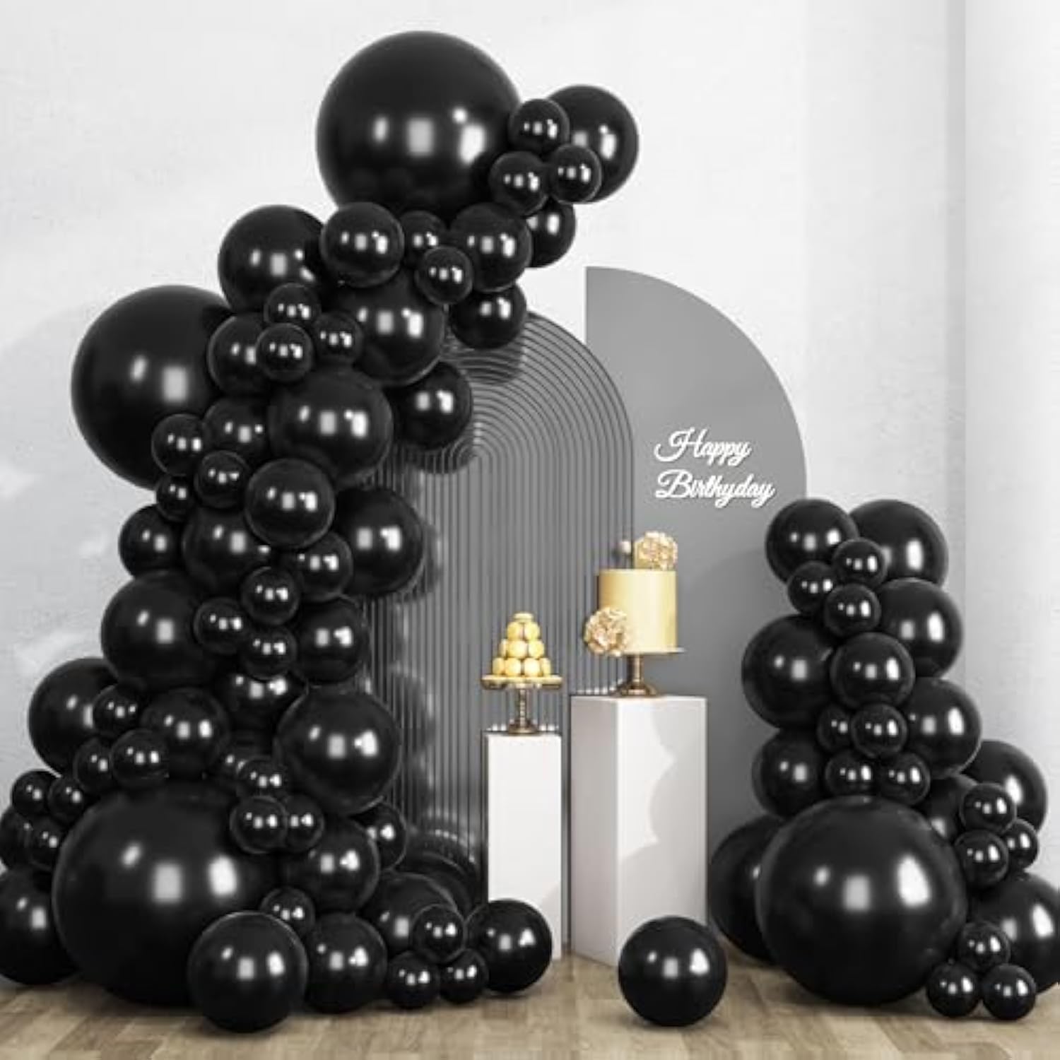 Black Balloon Arch Kit: 135 Latex Balloons for Party Decor