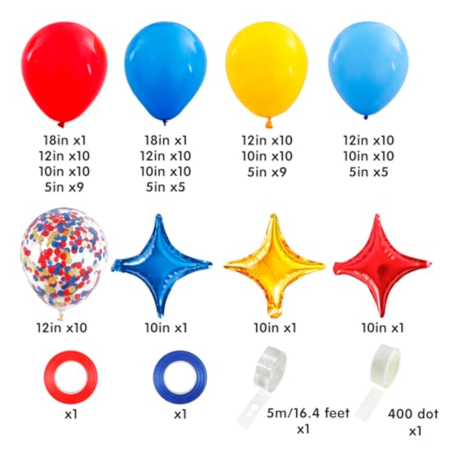 Carnival Circus Balloon Garland Arch Kit 120pcs Red Blue Yellow Party Decor