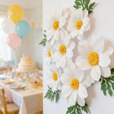 12Pcs Crepe Paper Daisy Flower Decor Large White Paper Daisy Flowers For Backdrop Party Paper Tissue Pom Poms For Home Decor, Wedding Backdrops, Baby Shower, Birthday Party, Classroom Decoration
