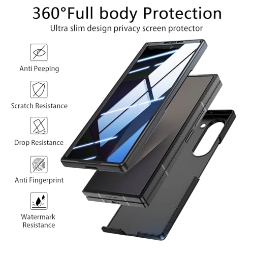 For Samsung Z Fold 7 Privacy Case,Galaxy Fold 7 Full Body Cover Built-In Anti Peeping Screen Protector,Hard Pc Ultra-Thin Shockproof Protective Phone Cases For Samsung Galaxy Z Fold7,Black