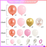 147 Pcs Rose Gold Balloon Arch Kit – Pink, Gold, White & Confetti Balloons for Parties