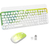 Wireless Keyboard And Mouse Combo 2.4Ghz Usb Ultra-Thin Cute Cordless Compact-Sized Silent Retro Computer Keyboard&Mouse Set For Office Pc Computer,Laptop,Windows,Mac,Microsoft,Tablets(Graffiti Green)