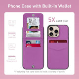 For 16 Pro Wallet Case, Built-In Card Holder, Rfid Blocking, Pu Leather Kickstand, Magnetic Closure, Durable Shockproof Phone Cover For Women And Men, Violet