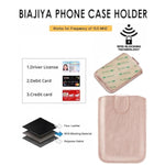 Phone Card Holder Rfid Sleeve, Pu Leather Back Phone Wallet Stick-On Pull 5 Card Holder Universally Pocket Covers Credit Cash For Iphone/Android/All Smartphones(Rosegold)