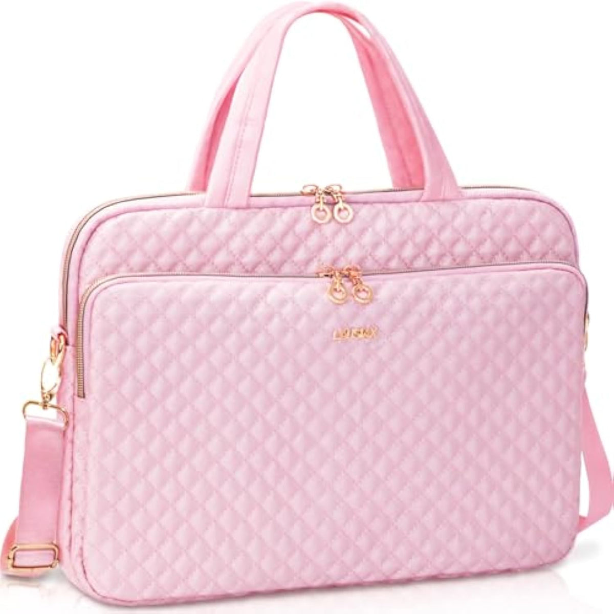 Laptop Case Bag Women Men Computer Sleeve Compatible With Macbook/Dell/Hp/Acer/Asus, Waterproof Shoulder Carrying Briefcase, Pink, 15.6-16 Inch