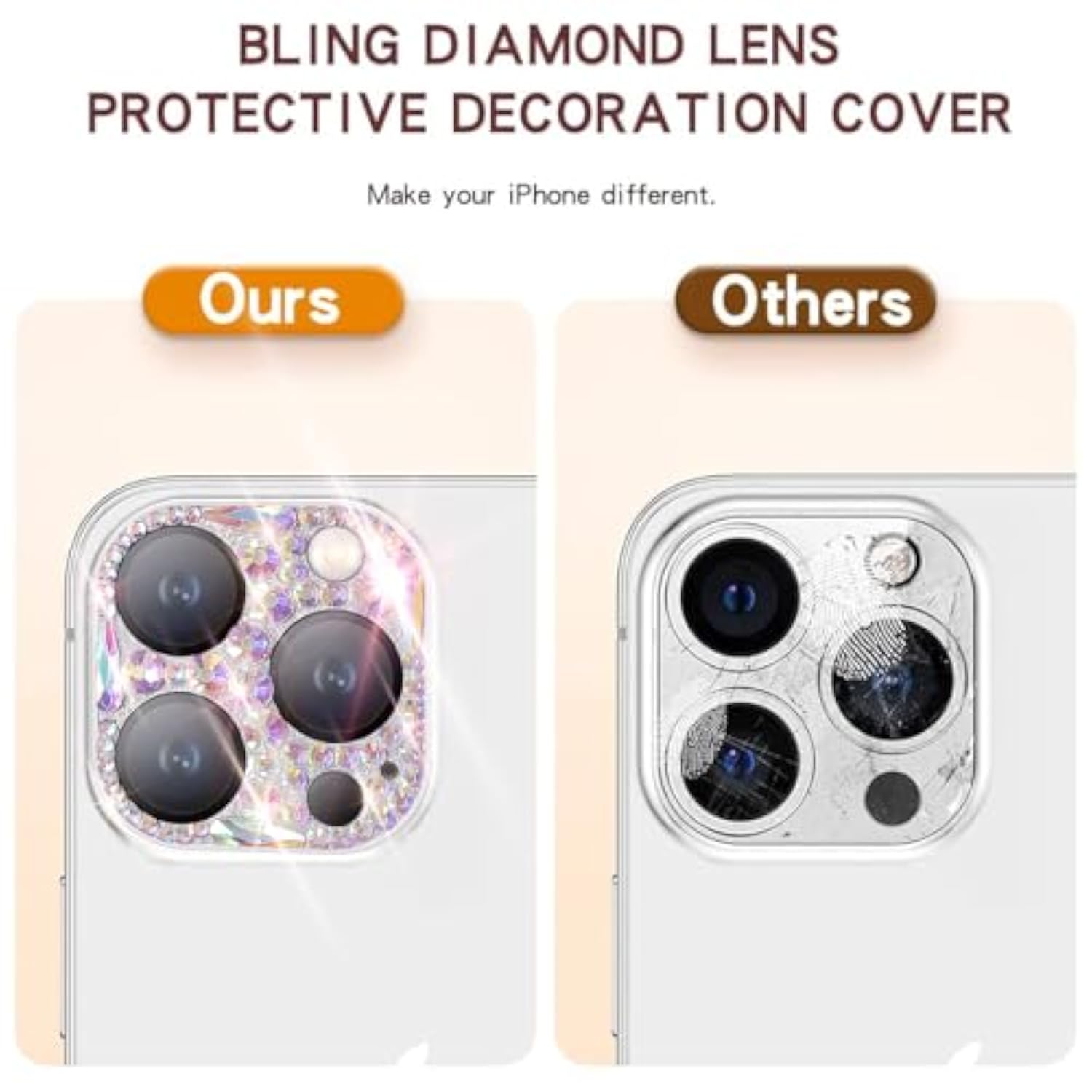 Bling Diamond Camera Lens Protector Compatible With Iphone 16 Pro ? Iphone 16 Pro Max, Metal Glitter Gem Camera Cover?9H Tempered Glass Lens Full Screen Sparkle Rhinestone Protector