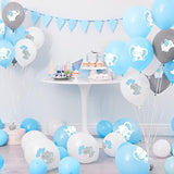 45-Pcs Blue, Gray & White Elephant Balloons Baby Shower & Gender Reveal Decor