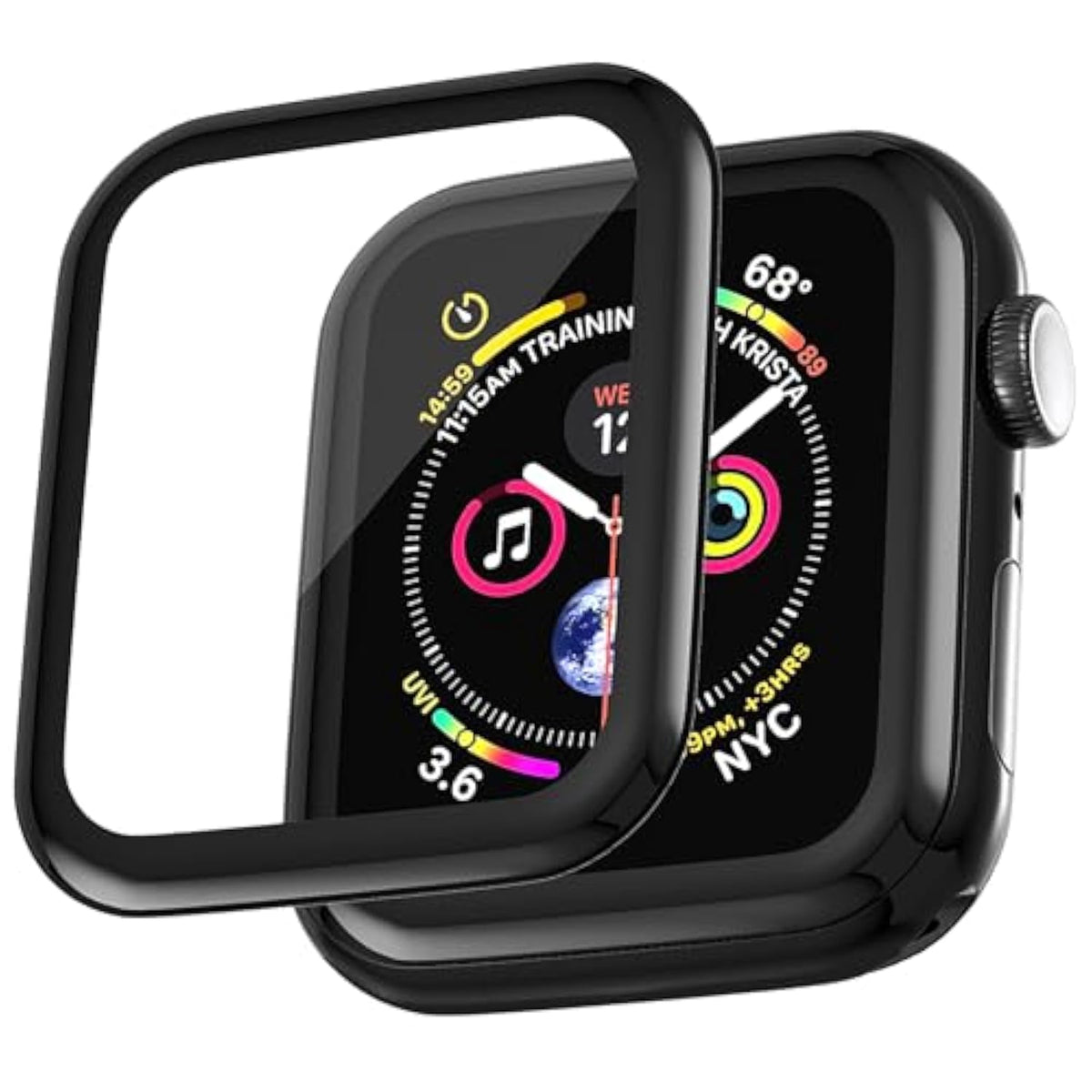 6-Pack 3D Hd Clear Screen Protectors Compatible With Apple Watch 38Mm/40Mm/41Mm/42Mm/44Mm/45Mm/46Mm/49Mm Compatible With S1/2/3,S4/5/6Se,S7/8/9,S10,Ultra 1/2/3 All Models (38Mm/Black, S1/2/3)