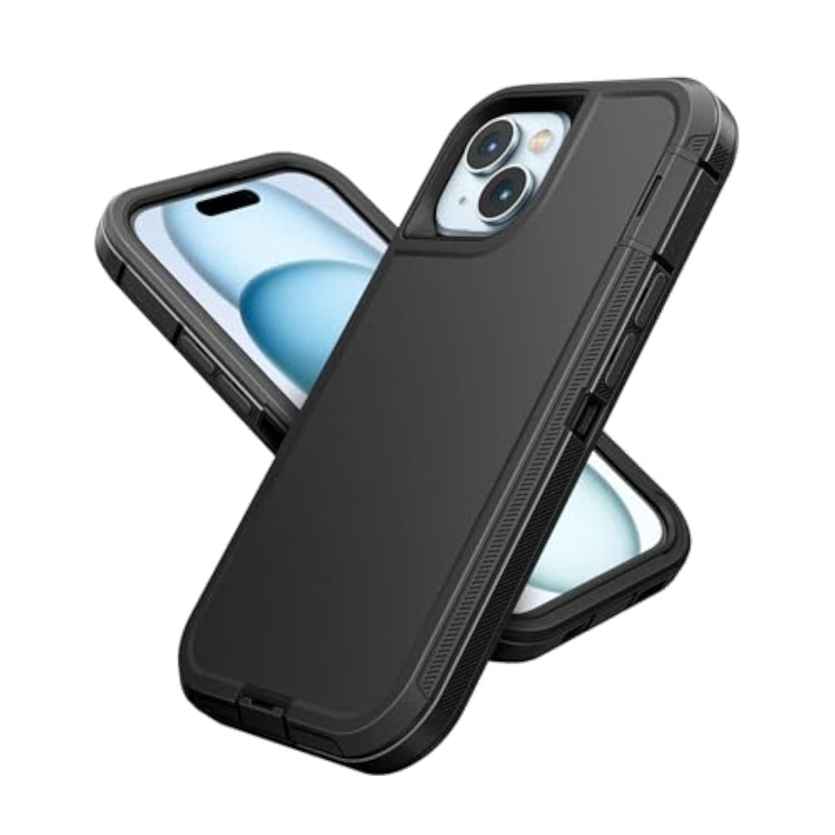 Heavy Duty Tough Rugged Protection Case for iPhone 15 Plus - Black