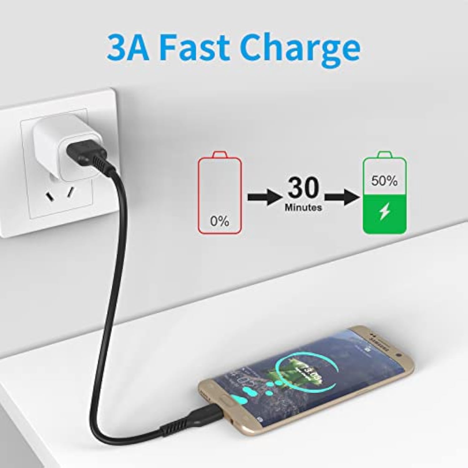 Short Micro Usb Cable 1Ft [5 Pack] Usb 2.0 Micro Usb Charging Cable Android Charger Cord For Samsung Galaxy S7 Edge S6 J7 Note 5 Lg Kindle Sony Ps4 Tv Stick Smartphones (Black)