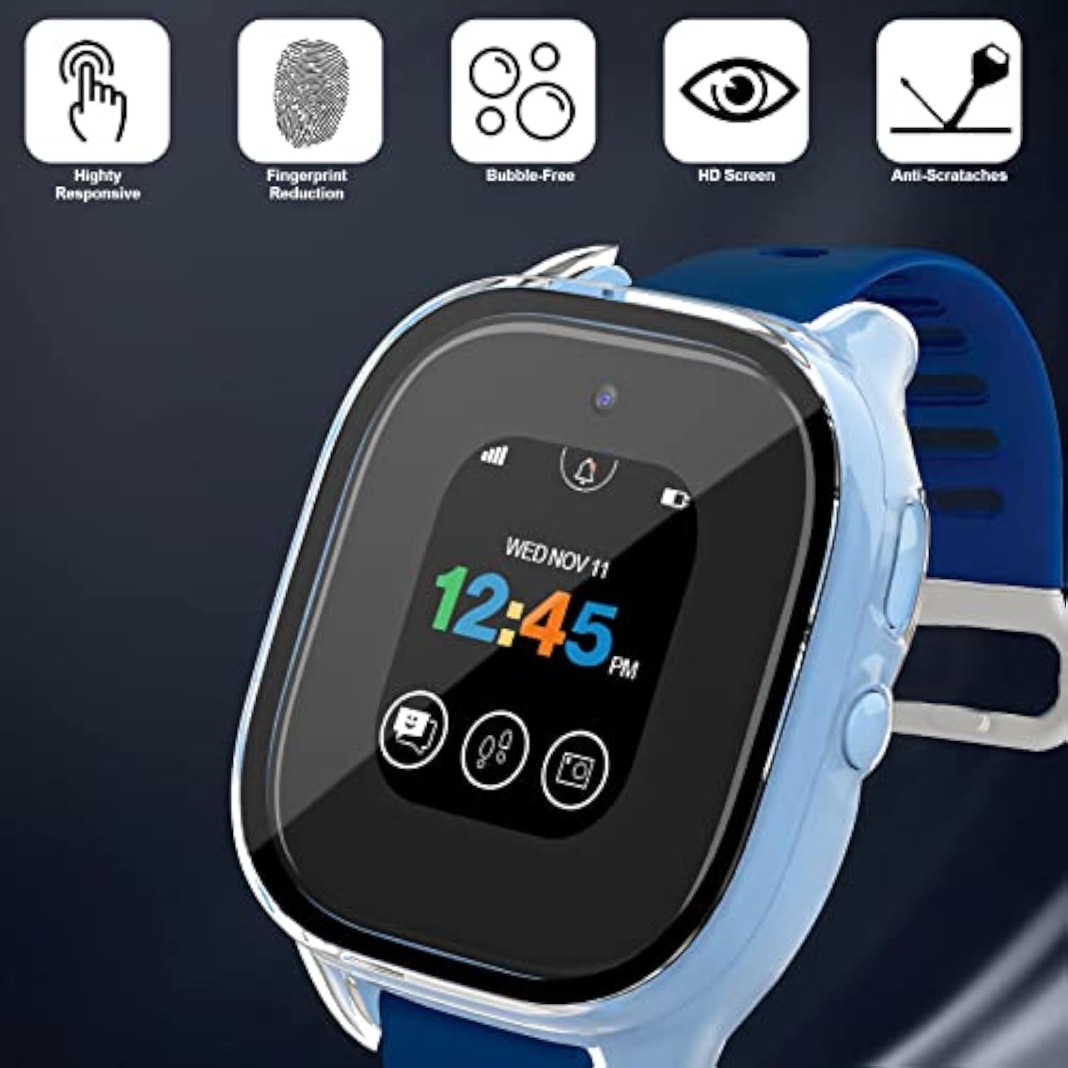 [2 Pack] Case Compatible For Gizmo Watch 3 Screen Protector For Kids, Hard Pc Overall Protective Case Bumper Tempered Glass Cover Accessories Compatible With Verizon Gizmo Watch 3,Clear+Clear