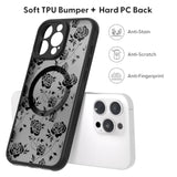 Magnetic For Iphone 15 Case, Compatible With Magsafe, [Never Fade] Rose Floral Pattern For Women Men, Translucent Matte Shockproof Phone Case For Iphone 15 6.1 Inch 2023, Black