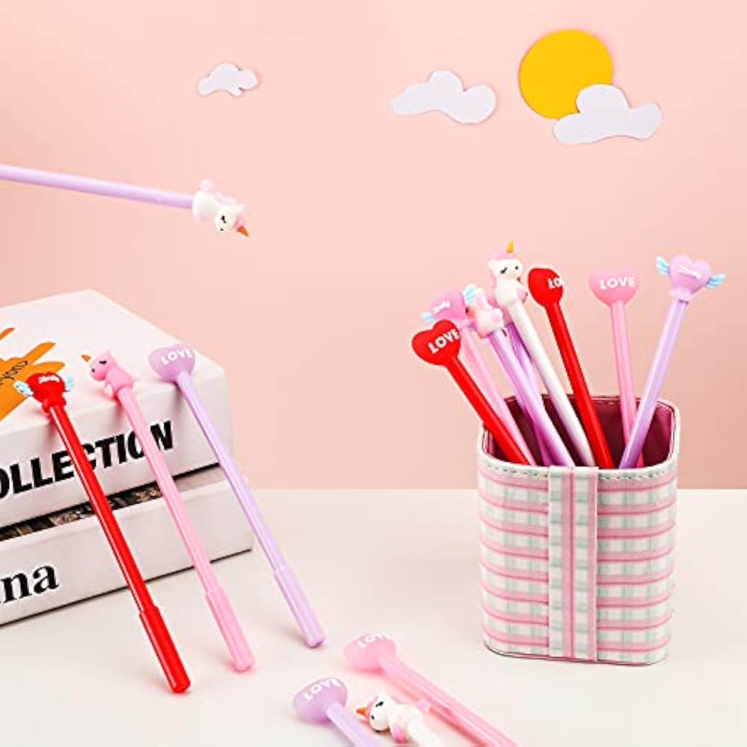 30 Pieces Heart Shape Pens Unicorn Ballpoint Valentine'S Day Pens Heart-Shaped Ballpoint With Wings Novelty Rollerball For Student Stationery Office Valentine'S Day Party Supplies
