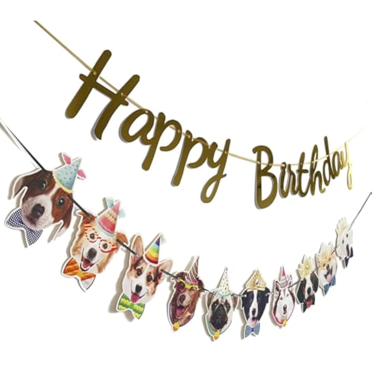 Funny Dog Birthday Garland Puppy Face "Happy Birthday" Bunting Banner Decor