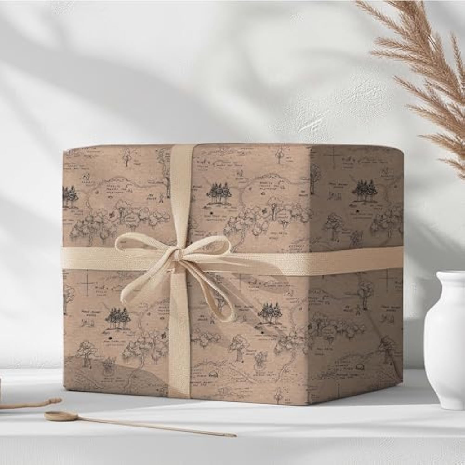 Winnie Wrapping Paper For Baby Shower, The Pooh Birthday Decoration, Winnie Gift Wrapping Paper,Winnie Baby Shower Decorations- 5 Pack (29.5 X 19.7In), Classic Bear Gift Wrap For Birthdays, White