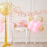 Pre-Strung Rose Gold Happy Birthday Banner No Diy For Women Men Party Decorations