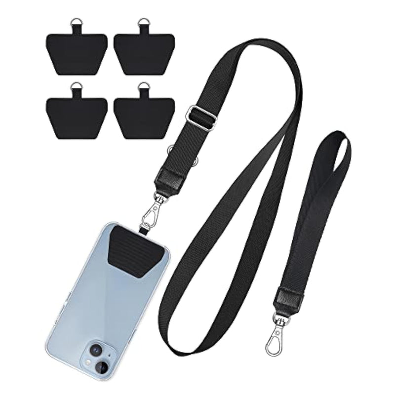 Phone Lanyard, 4X Durable Pads, Adjustable Cell Phone Lanyard Premium Nylon Crossbody Lanyards Around The Neck Fitting For All Most Smartphones