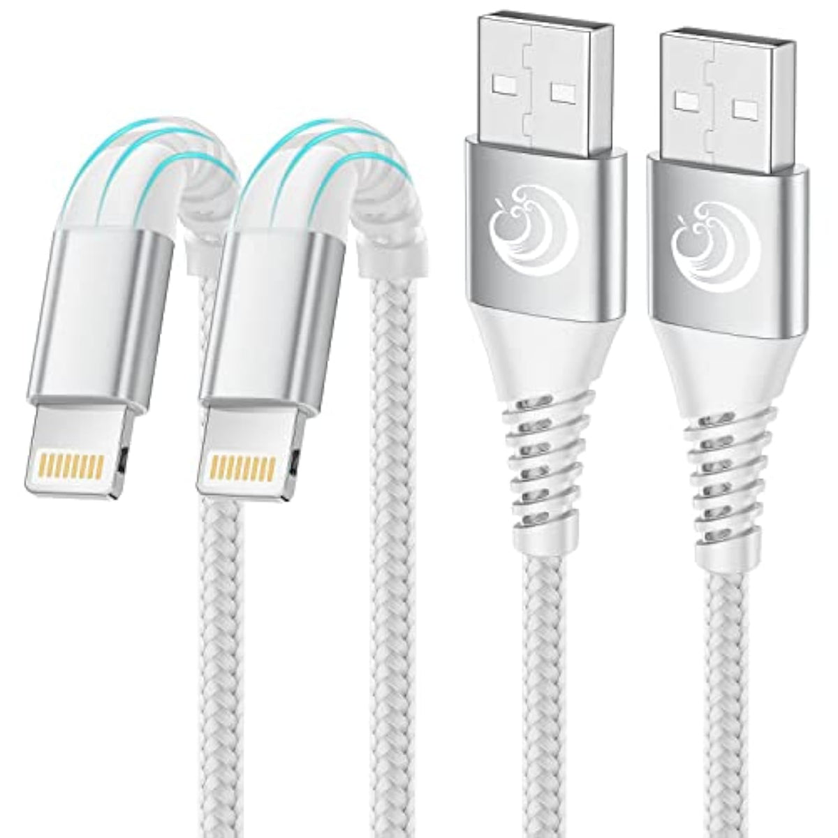 2-Pack 10Ft MFi Apple Lightning Cable Fast Charging Nylon for iPhone & iPad