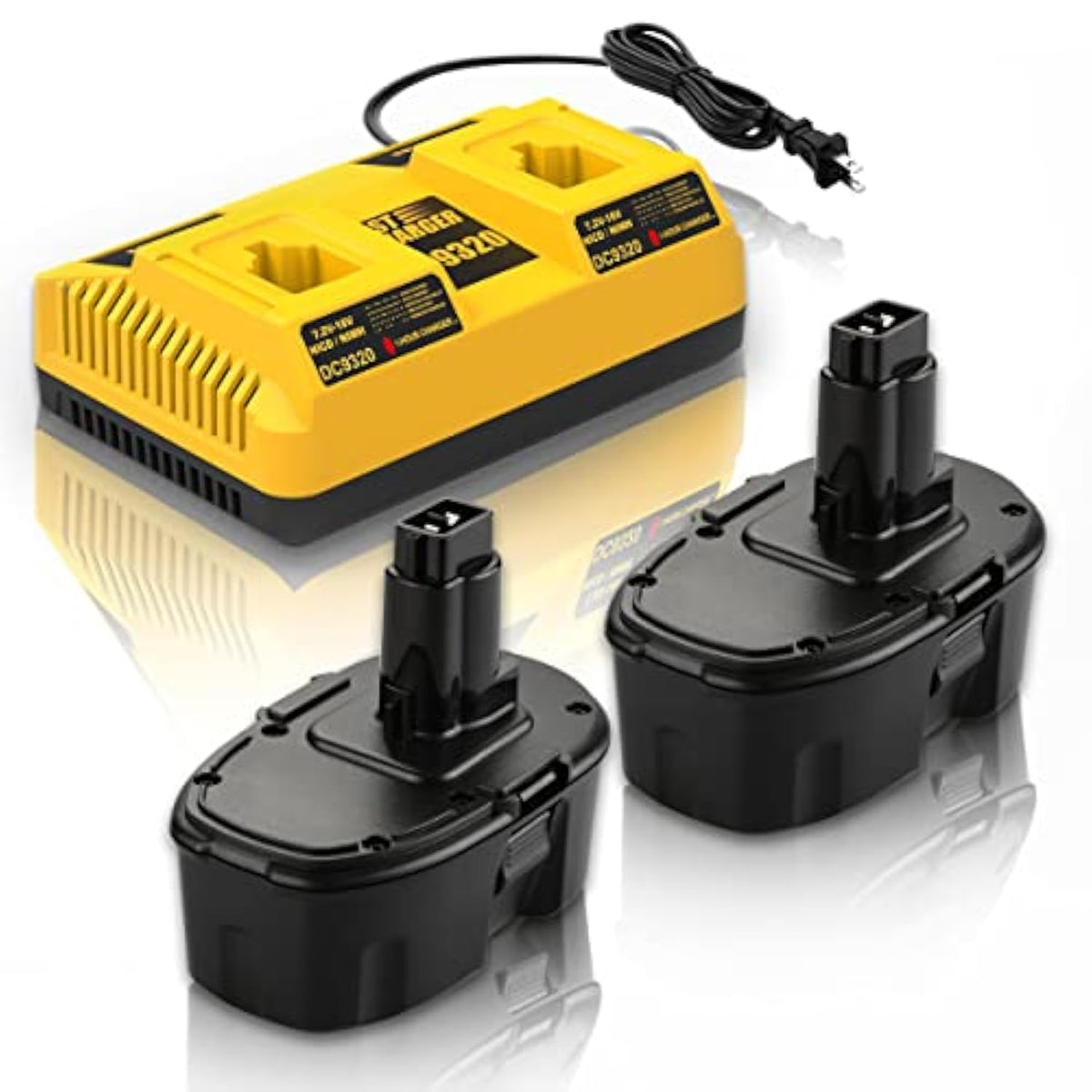 2Pack 4.5Ah Replacement Dewalt 18V Xrp Battery And Charger Dc9320 For 18 Volt Batteries Dc9096 Dc9099 Dc9098 Dw9096 Dw9099 Dw9098 + 2-Port Battery Charger