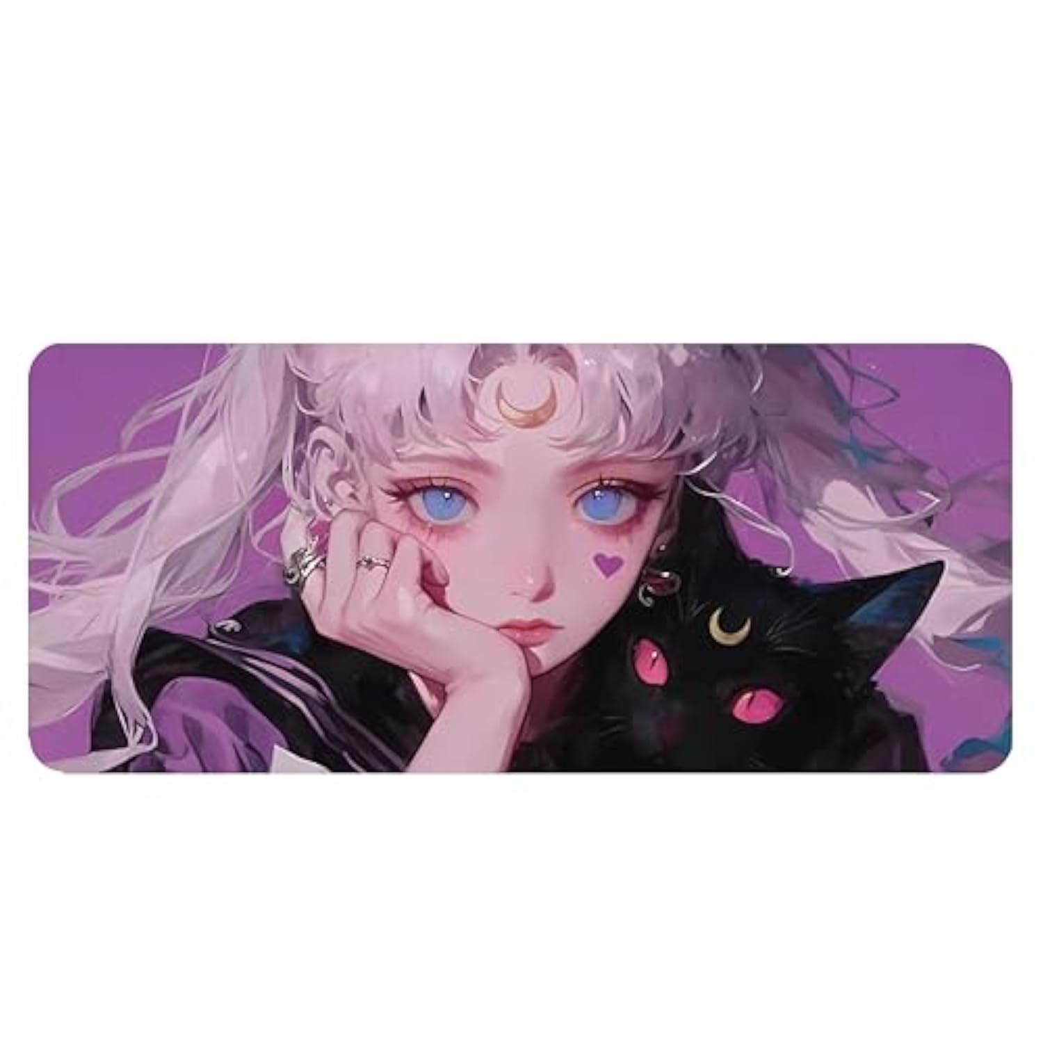 Cat Game Pink Mouse Pad Anime Girl Large Table Mat, 31.5X11.8 Inch Mouse Pad Extended Non-Slip Rubber Backed Keyboard Pad With Stitched Edges For Gaming|Home Office (Cat Girl1)