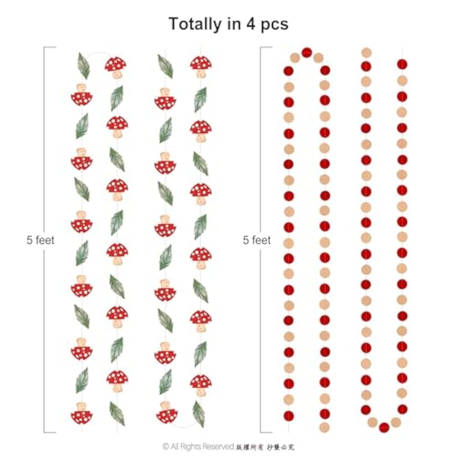 Mushroom Party Garland Woodland Decorations Fairy Tale Banners Enchanted Forest Hanging Streamers For Birthday Baby Shower Bridal Garden Home Classroom Jungle Wonderland Decor Supplies 4Pcs