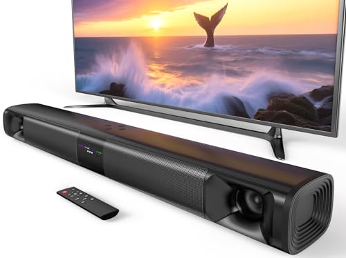 Sound Bar for Smart TV, 80W Surround Sound System, 2-in-1 Detachable Design, 2.0 Channel Soundbar, 4 Woofers & Dual Horn Tweeters, Bluetooth5.3 ARC