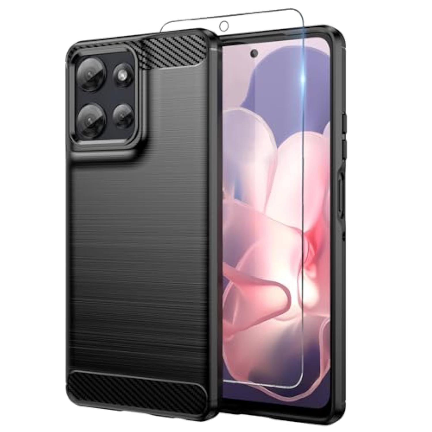 For Moto G Power 2025 Case: With Screen Protector Shockabsorption Flexible Tpu Rubber Protective Cover For Moto G Power 5G 2025 Phone Case(Black)
