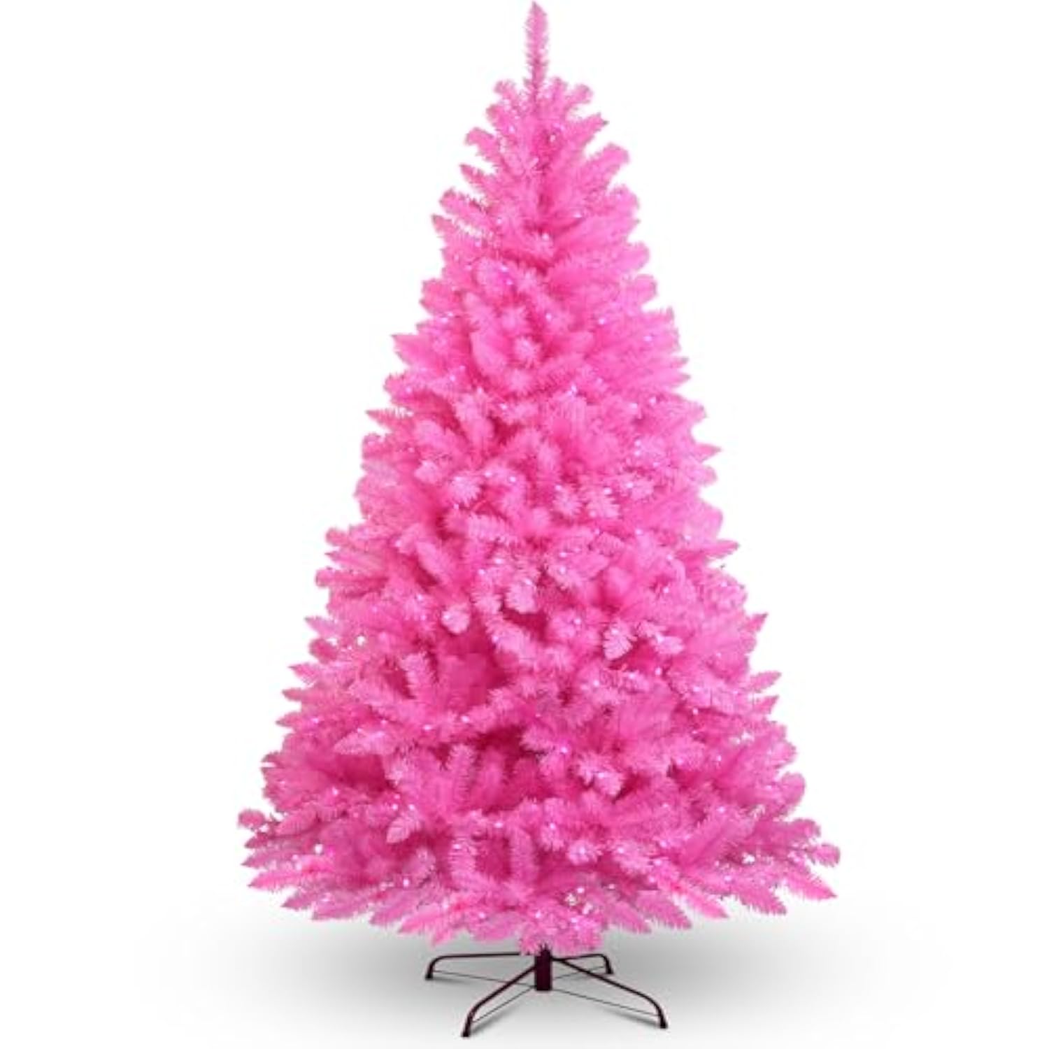 6.5Ft Pre-Lit Artificial Pink Christmas Tree With 300 Led Pink Ul Listed String Lights