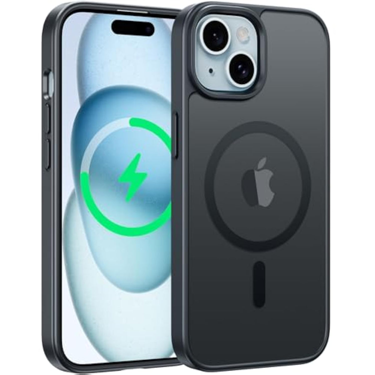 iPhone 13 14 15 Magnetic Frosted Slim Shockproof Case Black