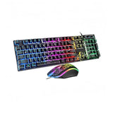 Wired Crack Game Keyboard And Mouse Set With Mechanical Feel, Illuminated Letter Perforated Rainbow Led Mouse And Keyboard?104 Keys Numeric Keypad, Led Indicators, For Office,Gaming