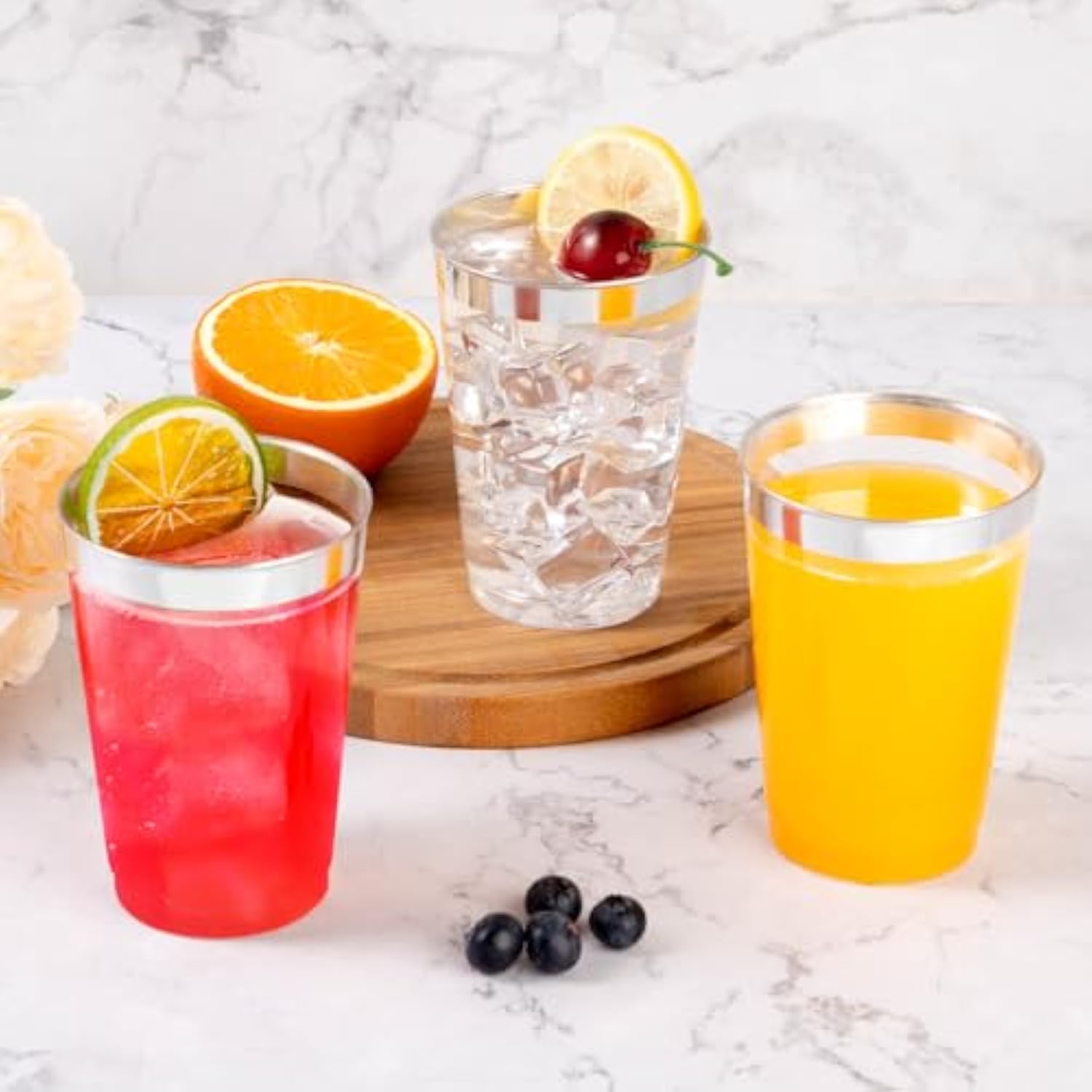 100Pcs 12Oz Silver Plastic Cups For Party, Disposable Silver Cups, Cocktail Glasses For Wedding, Thanksgiving, Christmas, Parties