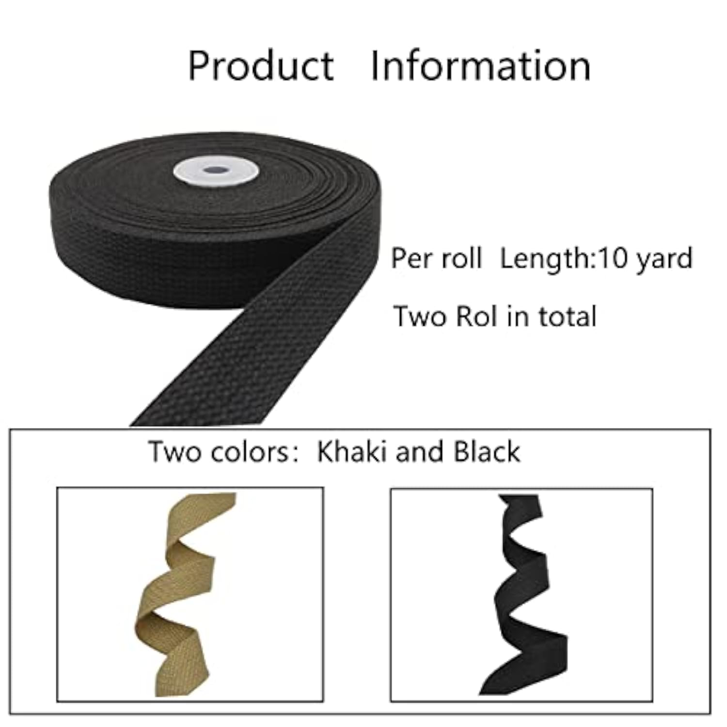 Heavy Cotton Webbing 1 Inch Wide 2 Rolls/ 20 Yards Straps For Webbing