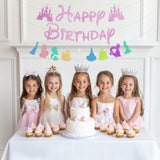 Princess Birthday Party Decorations, Glitter Pink Dream Castle Themed Happy Birthday Banner, Princess Decorations For Birthday Party Banner Garland For Girls