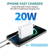 Iphone Charger Fast Charging,?Apple Mfi Certified? 20W Type C Fast Charger Block With 6Ft Usb C To Lightning Cable For Iphone 14/13/13 Pro/12/12 Pro/12 Pro Max/11/Xs Max/Xr/X,Ipad (Silver, 2P)