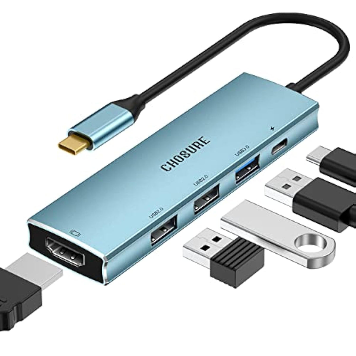 Usb C Hub, 5 In 1 Usb C Splitter Thunderbolt 3 Hub To 4K Hdmi Adapter For Macb