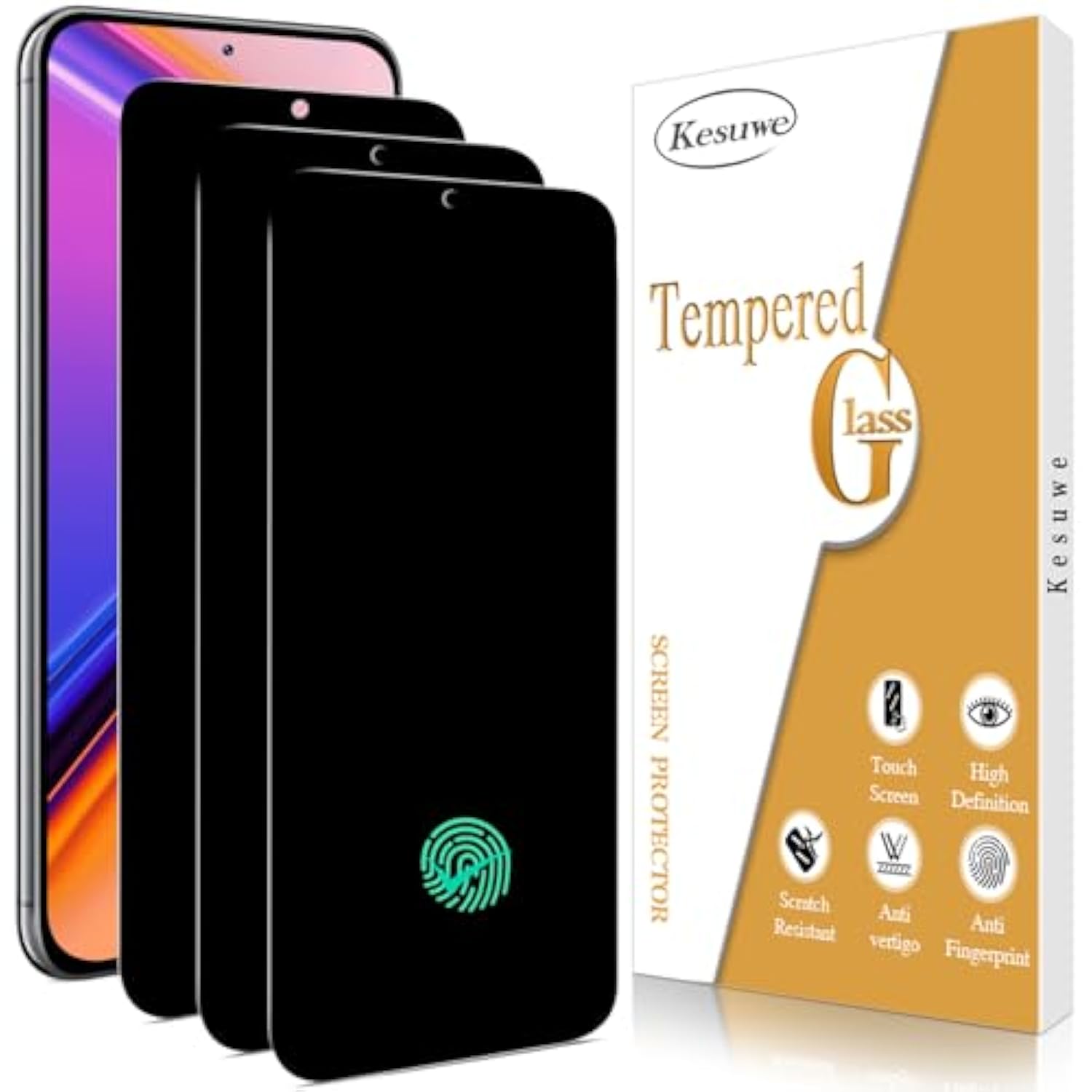 [3 Pack] Privacy Screen Protector For Samsung Galaxy S25 Plus, Support Fingerprint Unlock, Anti Spy, Anti Scratch, Bubble Free