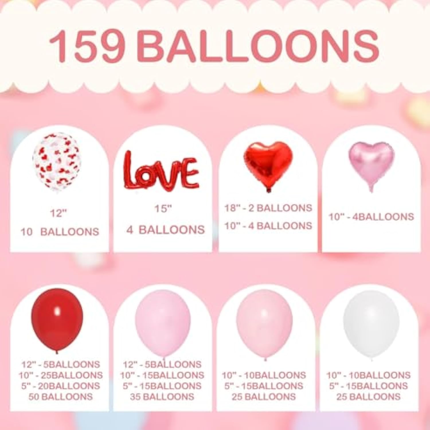 260Pcs Valentines Day Balloon Arch Kit, Galentines Love Balloon Garlan