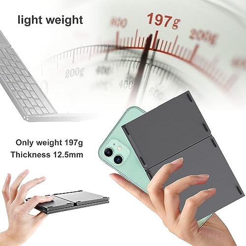 Foldable Bluetooth Keyboard,Wireless Portable Keyboard With Touchpad,Rechargeable Pocket-Size Folding Travel Keyboard For Ios,Android,Windows Devices-Space Gray