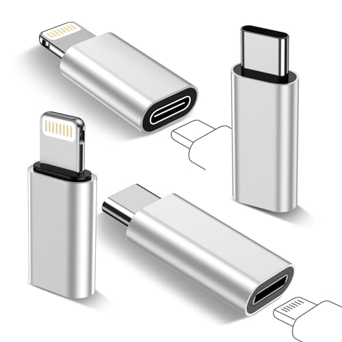 ?2*Lightning Female to USB C Male Charger Converter&?2*Type C Female to Lightning Male Adapter? for iPhone 15 Pro Max Plus/14 13 12,,iPad