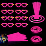 60pcs 8in Pink Glow Sticks with Connectors Heart Glasses Party Supplies