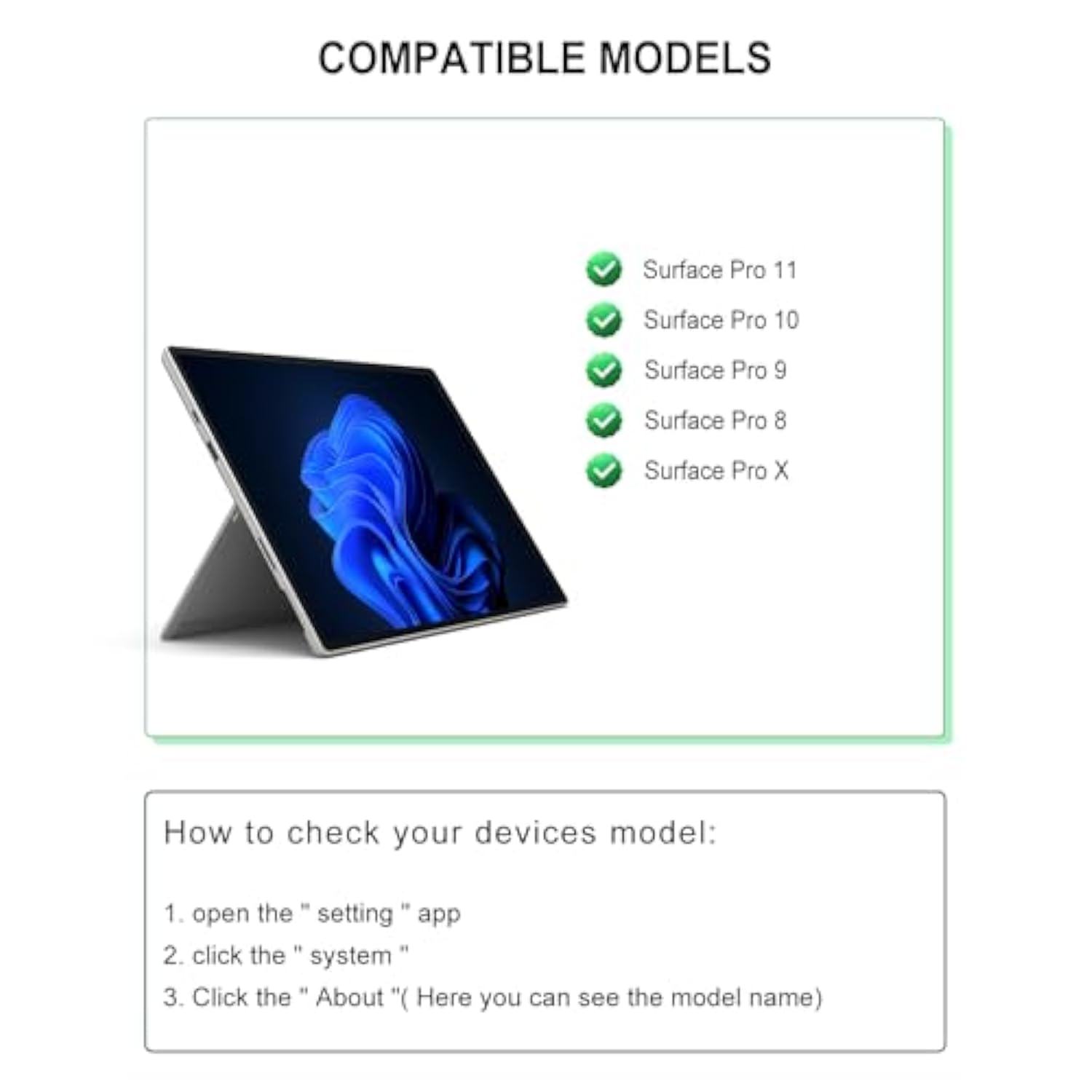 Surface Pro Keyboard For Pro 11/10/9/8/X 13 Inch, Wireless Bluetooth Surface Keyboard With 12 Gesture Touchpad, 7 Colors Backlit, Smart Sleep/Wake, Rechargeable Battery& Usb-C Charging